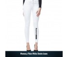 Womens Plain White Denim Jeans
